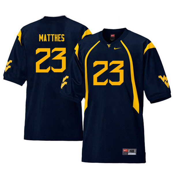 NCAA Men's Evan Matthes West Virginia Mountaineers Navy #23 Nike Stitched Football College Throwback Authentic Jersey TL23A54TY